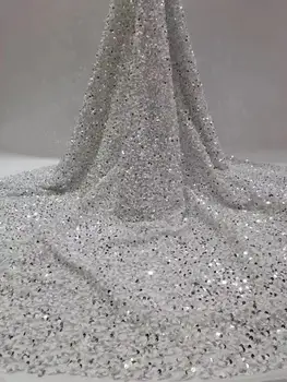 African Velvet Lace Fabric white With Sequins Nigerian French Lace Fabrics 2020 High Quality Sequined For Wedding Dress
African Velvet Lace Fabric white With Sequins Nigerian French Lace Fabrics 2020 High Quality Sequined For Wedding Dress