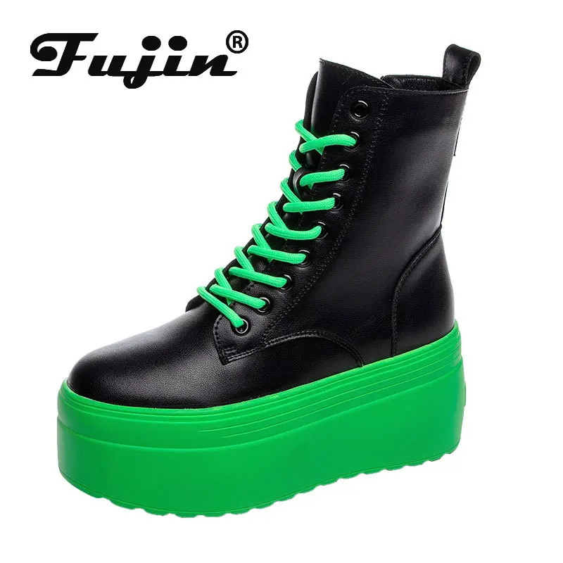 Fujin Ankle Boots Genuine Leather Black Motorcycle Women Boots Platform Chunky Heel Shoes For Female
Fujin Ankle Boots Genuine Leather Black Motorcycle Women Boots Platform Chunky Heel Shoes For Female