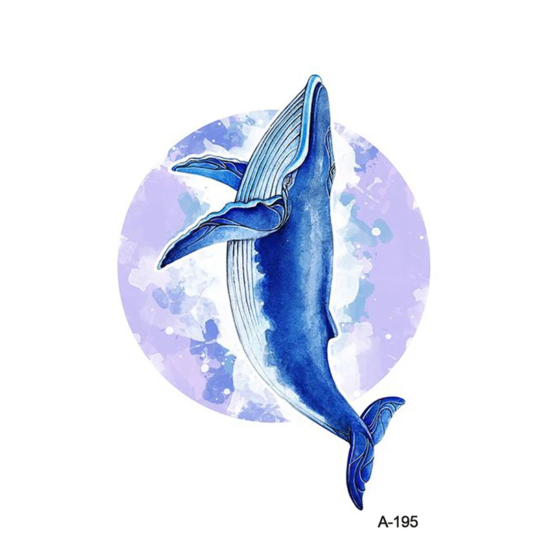 Водостойкая Временная тату наклейка WYUEN в виде животного Дельфина Кита для