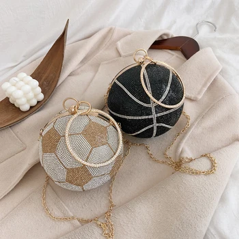 Fashion Exquisite Shopping Bag Rhinestone Snap Crossbody Bag Clutch Lady Mini Portable Ball Shaped Handbag Tote 
Fashion Exquisite Shopping Bag Rhinestone Snap Crossbody Bag Clutch Lady Mini Portable Ball Shaped Handbag Tote