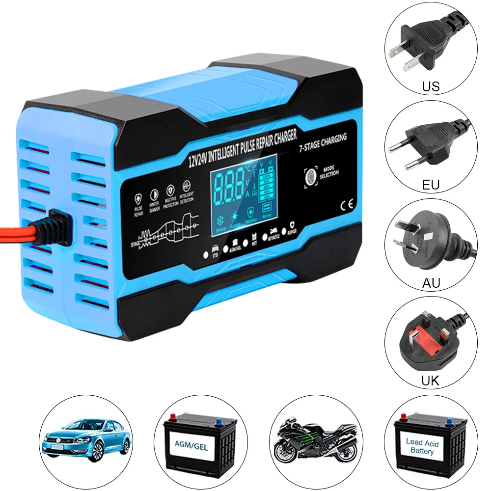 Intelligent Fully Automatic 12V Car Battery Charger Smart Auto Lead Acid Batteries Repair Detector Accessories For Motorcyle |