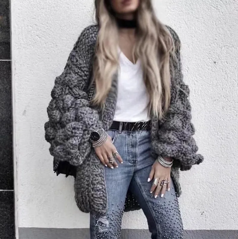 Autumn Winter Oversized Korean Knitted Sweater For Women Puff Sleeve V Neck Warm Thick Cardigans Female 2019 Fashion New
Autumn Winter Oversized Korean Knitted Sweater For Women Puff Sleeve V Neck Warm Thick Cardigans Female 2019 Fashion New