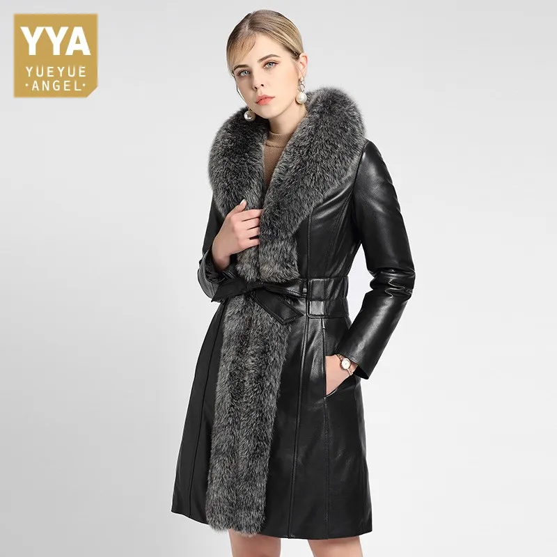 New Winter Women Genuine Leather Down Jacket Warm Real Fox Fur Collar Sheepskin Long Coat Sashes Slim Fit Overcoat Plus Size 5XL
New Winter Women Genuine Leather Down Jacket Warm Real Fox Fur Collar Sheepskin Long Coat Sashes Slim Fit Overcoat Plus Size 5XL