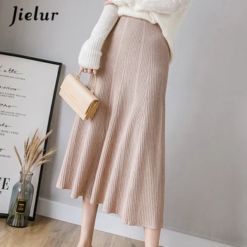 Jielur Skirts Womens Autumn Winter Slim Chic Saia Faldas Elastic Waist Solid Color Skirts Korean A-line Knitted Women Skirt
Jielur Skirts Womens Autumn Winter Slim Chic Saia Faldas Elastic Waist Solid Color Skirts Korean A-line Knitted Women Skirt