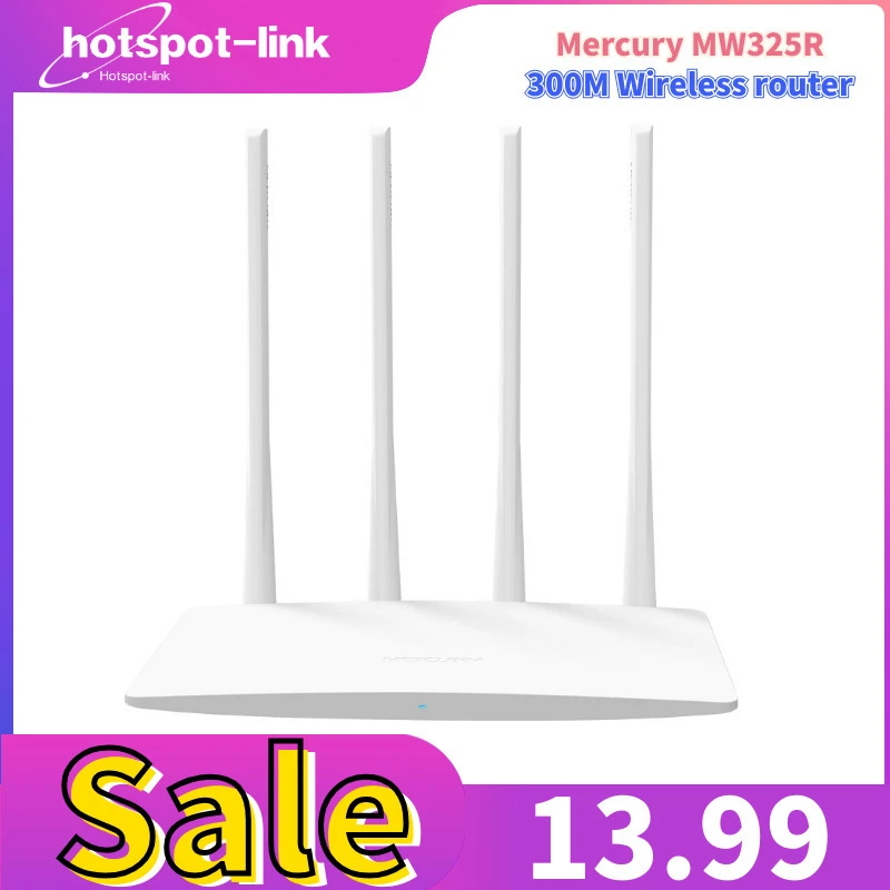 Mercury MW325R wireless router WiFi broadband ipv6 High-Speed 300Mbps 2.4G 802.11 b/g/n 4 Antennas Band Repeater APP Control
Mercury MW325R wireless router WiFi broadband ipv6 High-Speed 300Mbps 2.4G 802.11 b/g/n 4 Antennas Band Repeater APP Control