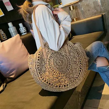 Casual Rattan Shoulder Bags Women Circle Straw Handbags Big Capacity Handmae Straw Summer Tote Lady Round Bohemian Beach Handbag
Casual Rattan Shoulder Bags Women Circle Straw Handbags Big Capacity Handmae Straw Summer Tote Lady Round Bohemian Beach Handbag