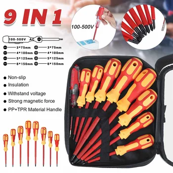 9pcs Screwdriver Set 8*Screwdriver +1*Voltage Tester Pen 100-500V Multifunction Insulated Screw Driver Repair Hand Tool Kit
9pcs Screwdriver Set 8*Screwdriver +1*Voltage Tester Pen 100-500V Multifunction Insulated Screw Driver Repair Hand Tool Kit