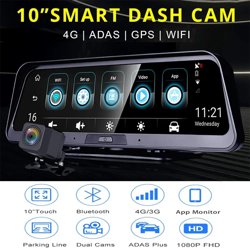 10" Android 8.1 Car DVR Dash Cam 1080P Streaming Rear View Mirror quad-core 4G WIFI ADAS Touch Screen Auto Camera Remote Monitor
10" Android 8.1 Car DVR Dash Cam 1080P Streaming Rear View Mirror quad-core 4G WIFI ADAS Touch Screen Auto Camera Remote Monitor