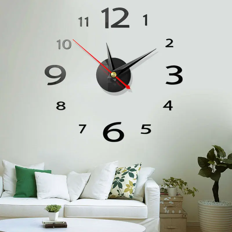 1 шт. 3D настенные часы DIY домашнее современное украшение хрустальное зеркало