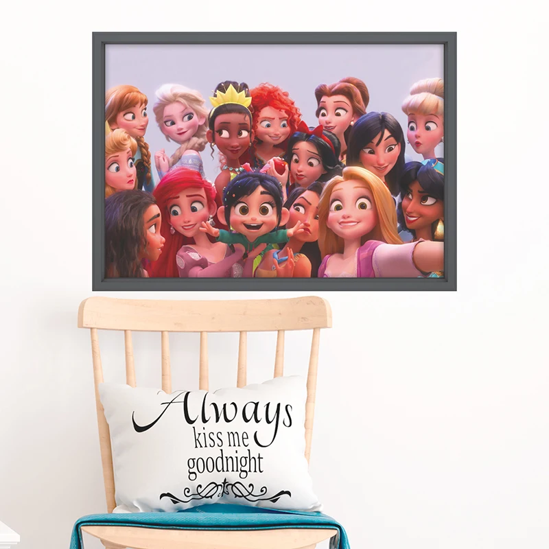 Cinderalle Elsa Rapunzel Анна Белль аниме Принцесса наклейки на стену домашний постер для
