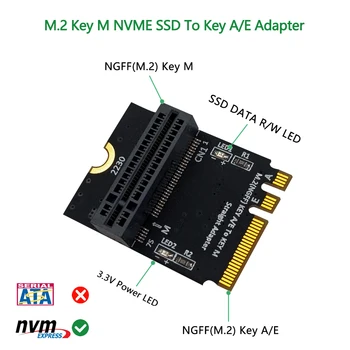 M.2 NGFF nvme SSD to M.2 key A/E Adapter (Vertical Installation) for 2280 type SSD 
M.2 NGFF nvme SSD to M.2 key A/E Adapter (Vertical Installation) for 2280 type SSD