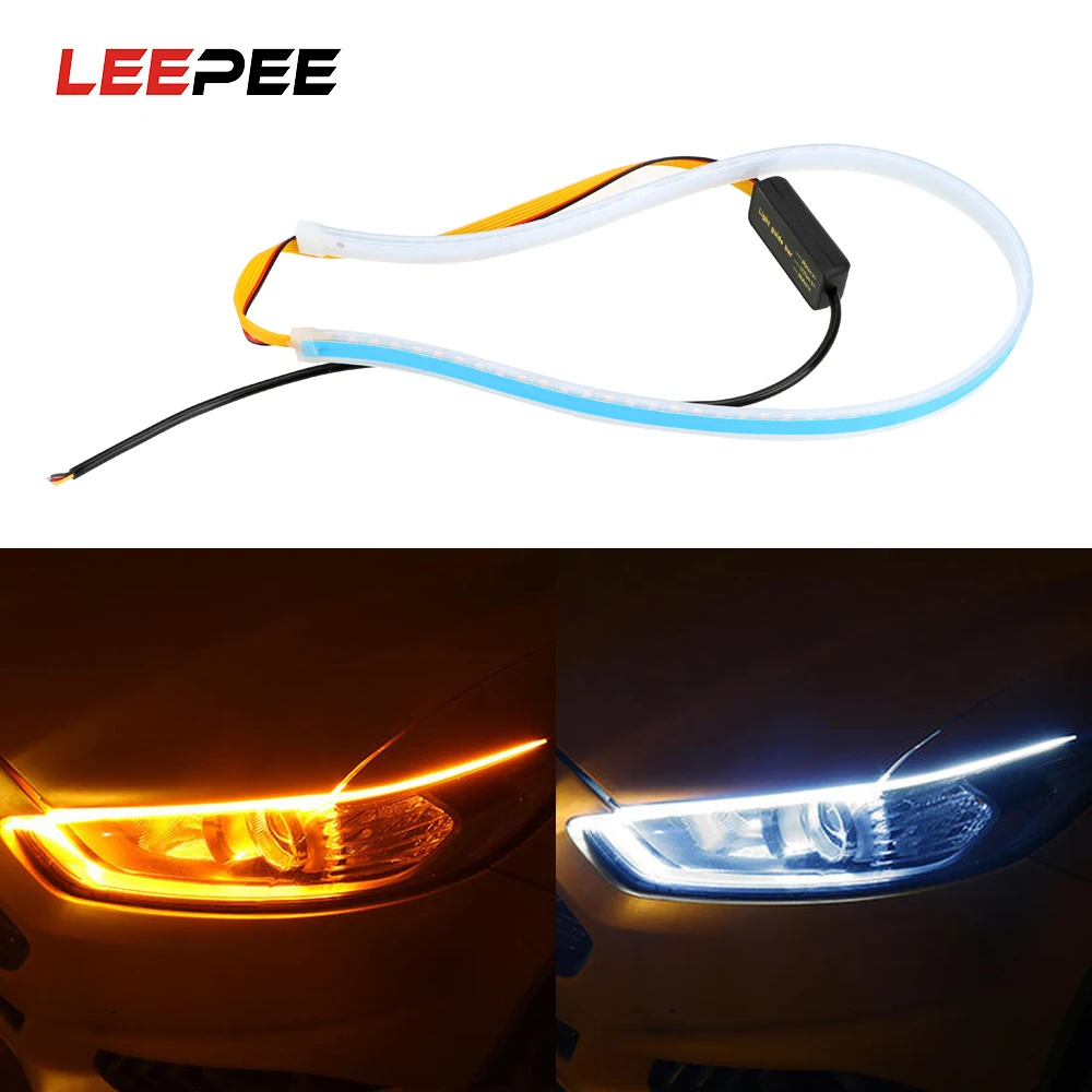 LEEPEE 1pcs Car LED Strip DRL Daytime Running Light White Yellow Flexible Soft Tube Guide Turn Signal Lamps 45 60cm
LEEPEE 1pcs Car LED Strip DRL Daytime Running Light White Yellow Flexible Soft Tube Guide Turn Signal Lamps 45 60cm