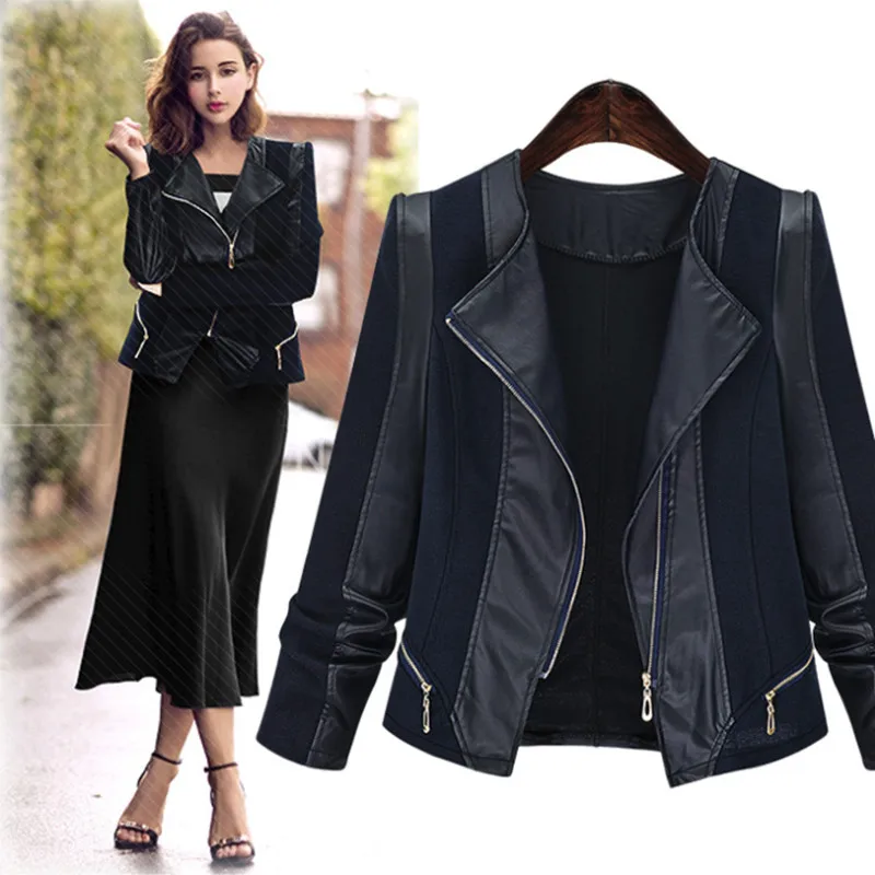 Women Autumn Short Jackets 5XL Large Sie Leather Jackets for Women Slim Casual Black Leatherette Spliced PU Jacket Coat 2020
Women Autumn Short Jackets 5XL Large Sie Leather Jackets for Women Slim Casual Black Leatherette Spliced PU Jacket Coat 2020