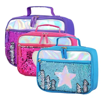 

Portable Fashion Insulated Women Girls Lunch Box Glitter Bag Cooler Case Storage Case Cosmetic Sundries Food Organizer