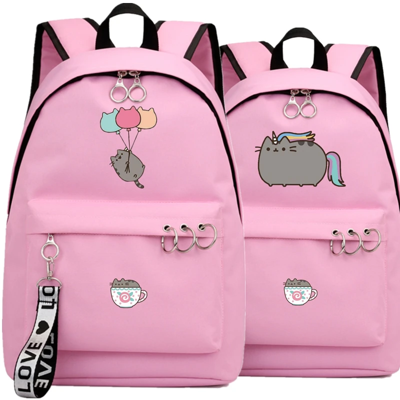Мультфильм Единорог кошка розовый рюкзак школьные сумки Mochila дорожные ноутбук