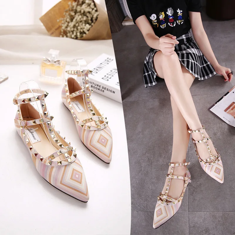 34-43 Large Size Europe And America Stripes Colorful Mixed Colors Buckle Rivet Pointed-Toe Flat Keel Thin Shoes Flat Heel WOMEN'
34-43 Large Size Europe And America Stripes Colorful Mixed Colors Buckle Rivet Pointed-Toe Flat Keel Thin Shoes Flat Heel WOMEN'