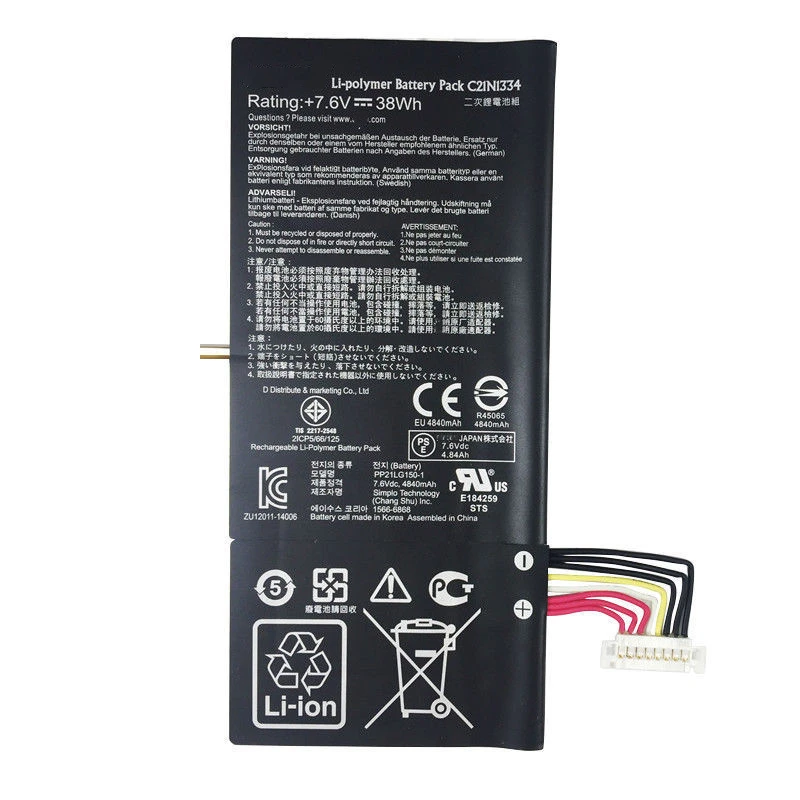 

New C21N1334 battery 7.6V 38Wh 4840mAh for Asus Transformer Book T200TA-1A / 1K / 1R T200TA-CP016H T200TA-C1-BL Laptop