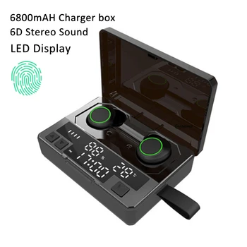 TWS Touch Earphone 6D Stereo Bluetooth Wireless LED Earphones Mic Noise Cancel headphones Gaming Headset 6800mAH Charger box 
TWS Touch Earphone 6D Stereo Bluetooth Wireless LED Earphones Mic Noise Cancel headphones Gaming Headset 6800mAH Charger box