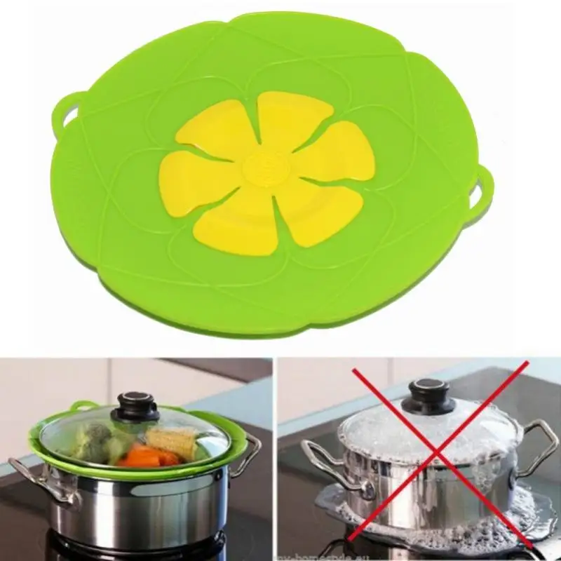 

New Kitchen Silicone Pot Anti Overflow Lid Spill Stopper Pan Boil Over Safeguard Cover Caps Against Iron Cooking Tools