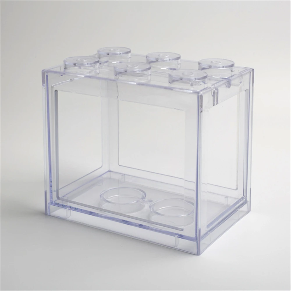 11 Mini Bettas Fish Tank LED Aquarium Mini Fish Bowls Block Reptile Box USB Charger Office Table Decoration Ocean Betta Turtle Box