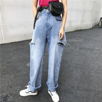 SML 2020 women high wiast ripped jeans streetwear fashion wide leg denim pants womens loose vintage pants (xh3674
SML 2020 women high wiast ripped jeans streetwear fashion wide leg denim pants womens loose vintage pants (xh3674