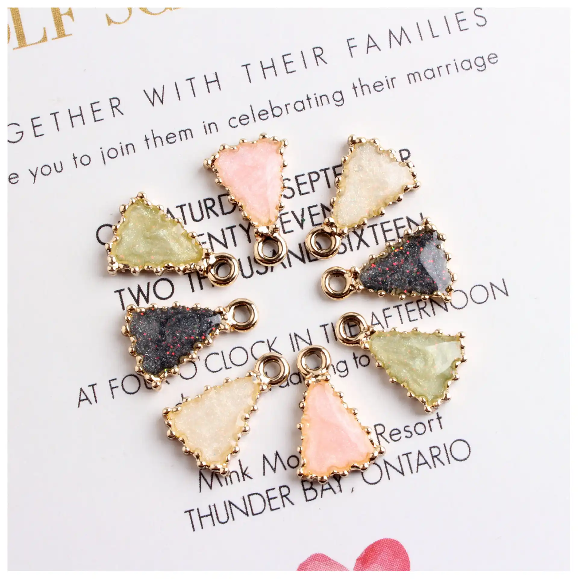 triangle enamel charms diy pendant small dangle charms handmade