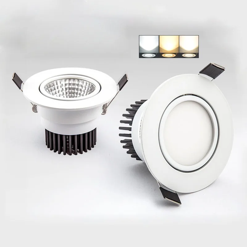 

5w 7w 9w 12w 15w 18w Led Downlight White Body dimmable spot cob AC 110v 220v Lighting Fixtures Recessed Down Lights Indoor Light