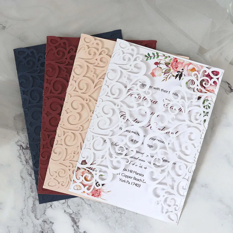 100pcs Laser Cut Rose lace Wedding Invitations Card Elegant Greeting Card Valentine's Day Birthday Wedding Party Favor Supplies
100pcs Laser Cut Rose lace Wedding Invitations Card Elegant Greeting Card Valentine's Day Birthday Wedding Party Favor Supplies