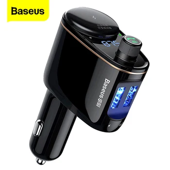 Baseus FM Transmitter Bluetooth V4.2 Car Kit MP3 Audio Player Support Handsfree Calling Modulator 5V3.4A Dual USB Car Charger