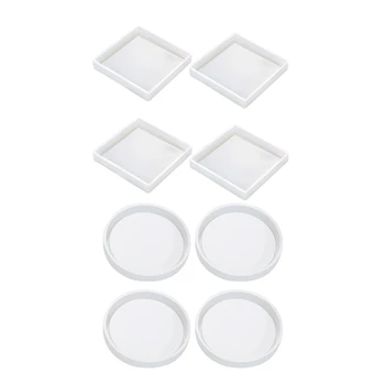 8 Pcs Silicone Mold: 4 Pcs Square Molds & 4 Pcs Round Coaster Silicone Mold, for Casting with Resin, Cement 
8 Pcs Silicone Mold: 4 Pcs Square Molds & 4 Pcs Round Coaster Silicone Mold, for Casting with Resin, Cement