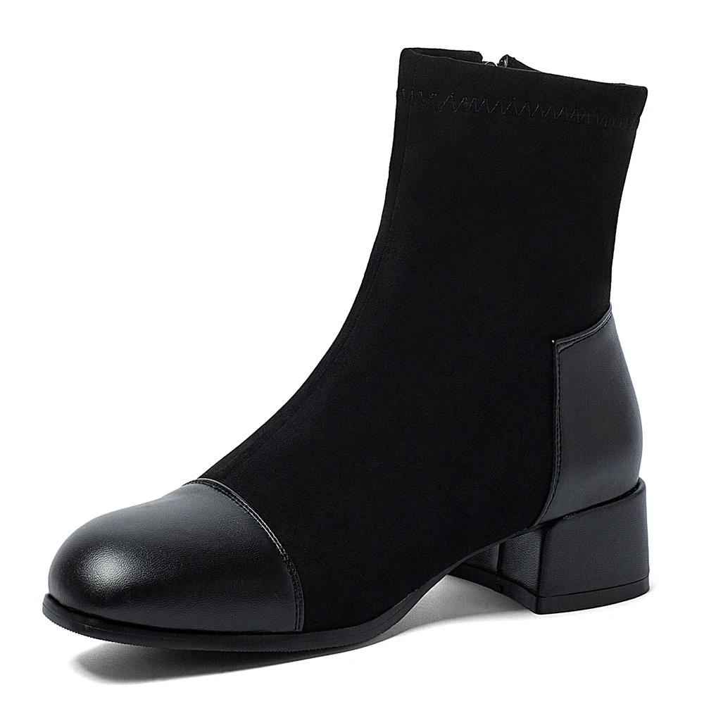 Square Head Elastic Cloth Stitching PU Medium Tube Short Boots 2020 New Winter Thick With Light Luxury British Wild Student Shoe
Square Head Elastic Cloth Stitching PU Medium Tube Short Boots 2020 New Winter Thick With Light Luxury British Wild Student Shoe
