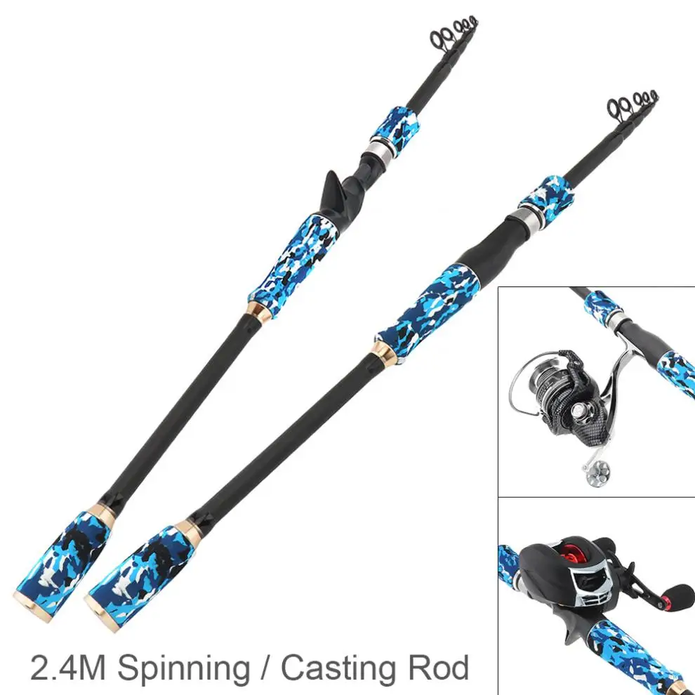 2.4m Carbon Fiber Lure Fishing Rod Spinning Casting Rod 6 Section Telescopic Ultra Light Travel Fishing Pole Lure Tackle
2.4m Carbon Fiber Lure Fishing Rod Spinning Casting Rod 6 Section Telescopic Ultra Light Travel Fishing Pole Lure Tackle