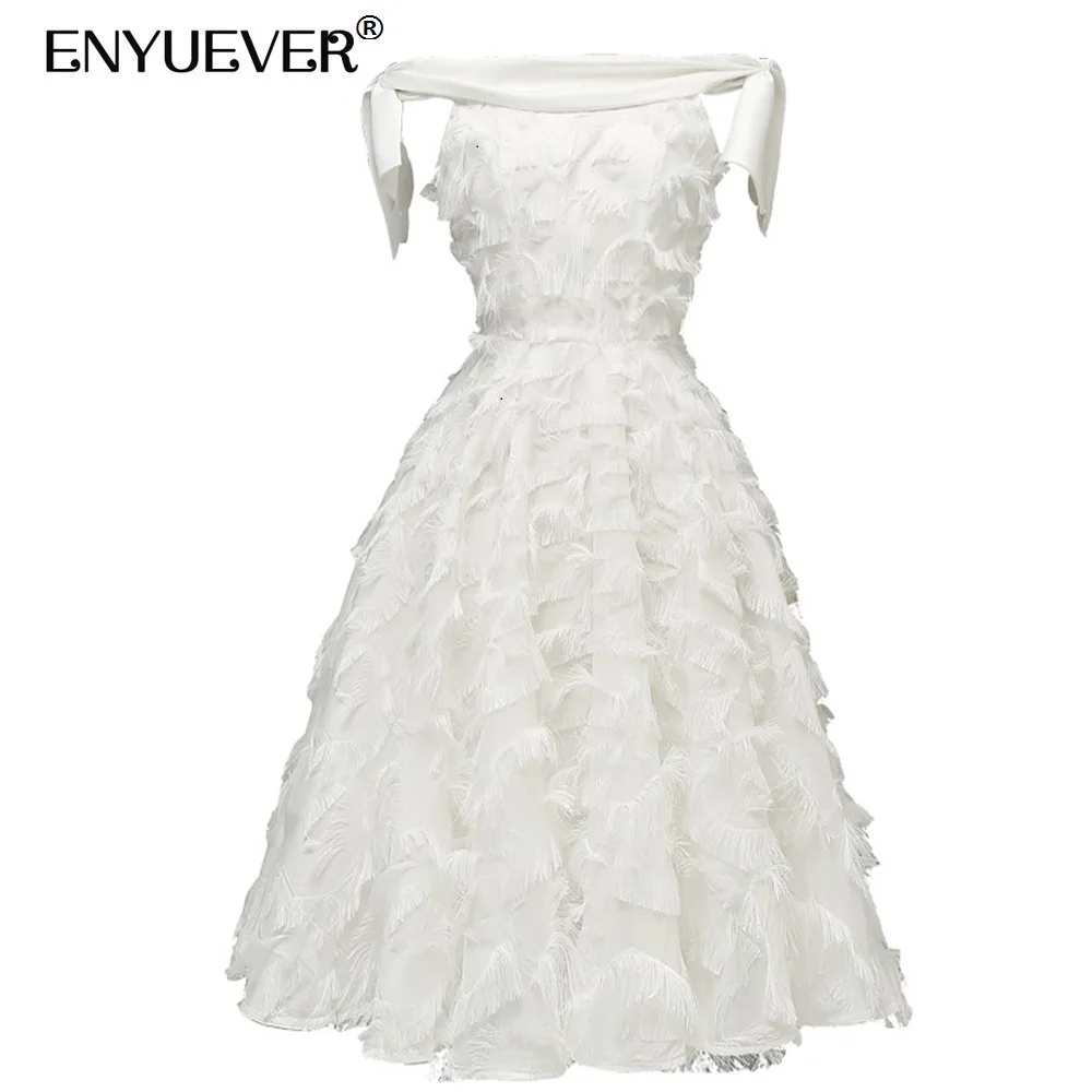 Enyuever Elegant Tassel Dress Women Clothing Strapless Off Shoulder Holiday Wear Short White Evening Party Dresses
Enyuever Elegant Tassel Dress Women Clothing Strapless Off Shoulder Holiday Wear Short White Evening Party Dresses