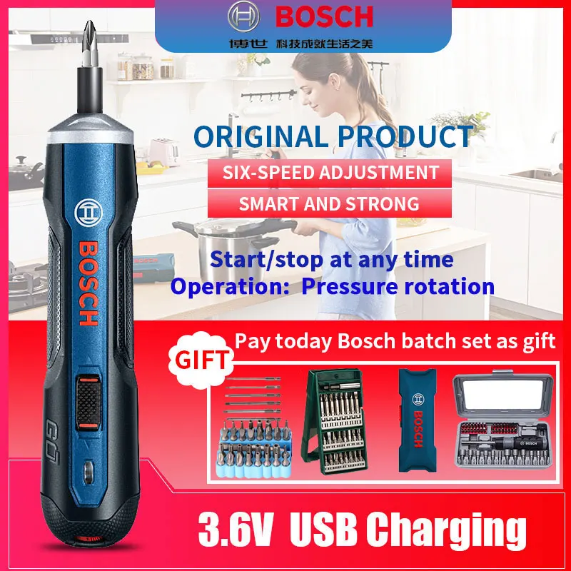 Bosch Go Rechargeable 3.6V Smart Cordless Screwdriver Mini Power Tool, 4 Modes Adjustable Torques Screwdriver Tool Kits (Blue)
Bosch Go Rechargeable 3.6V Smart Cordless Screwdriver Mini Power Tool, 4 Modes Adjustable Torques Screwdriver Tool Kits (Blue)
