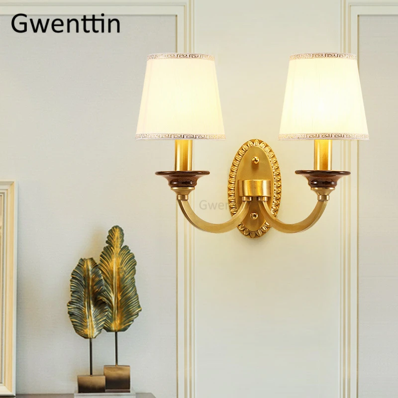 Gold Copper Wall Lamps Fabric Sconce Light Fixtures Led Mirror Lights for Bathroom Bedroom Home Luminaire Art Decor | Освещение