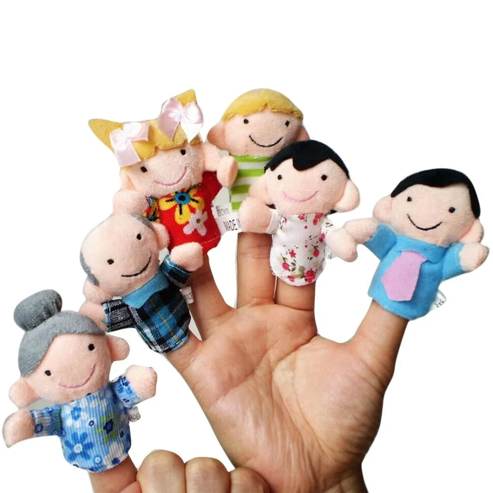 6pcs/lot Family Finger Puppets Set Mini Plush Baby Toy Boys Girls Educational Story Hand Puppet Cloth Doll Toys | Игрушки и хобби