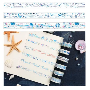 

6pcs Fantastic Sea World Washi Tape Set 15mm Seahorse Moon Star Adhesive Masking Tapes Stickers Decoration for Diary DIY A6165