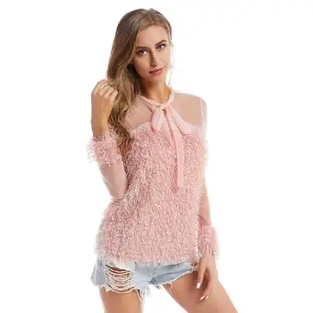 Bikitique Pink Sexy Perspective Splicing Blouse Women Belt Neck Long Sleeve Tassels Blusas Mujer de moda Ladies Open Back Shirt
Bikitique Pink Sexy Perspective Splicing Blouse Women Belt Neck Long Sleeve Tassels Blusas Mujer de moda Ladies Open Back Shirt
