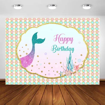 Neoback Happy Birthday Backdrop Mermaid Theme Girl Bithday Party Photographic Background for Photo Studio
Neoback Happy Birthday Backdrop Mermaid Theme Girl Bithday Party Photographic Background for Photo Studio