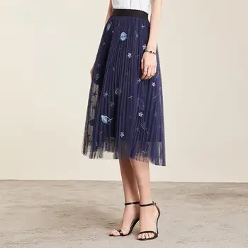 Spring Summer Women Elastic Waist Mesh Skirt Romantic Sequin Midi Skirt Embroidery Tulle Pleated Skirts
Spring Summer Women Elastic Waist Mesh Skirt Romantic Sequin Midi Skirt Embroidery Tulle Pleated Skirts