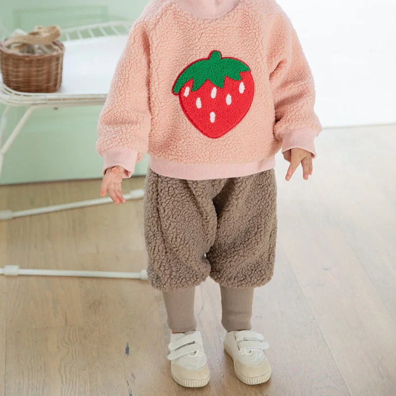 COOTELILI Winter Fleece Baby Girls Pants Trousers Baby Boys Pants warm Leggings Trousers For Girl Kids Girls Velvet Pants (4)