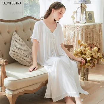 Nightgown Women Loose 100% Cotton Sleepwear Night Dress Summer Lace Short Sleeve Princess Long Night Gown White Nightdress
Nightgown Women Loose 100% Cotton Sleepwear Night Dress Summer Lace Short Sleeve Princess Long Night Gown White Nightdress