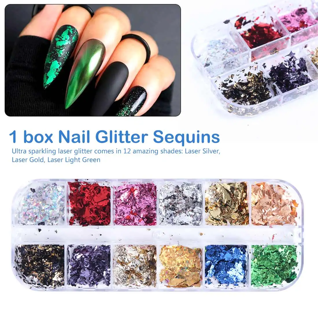 12 grid Aluminum Flakes Nail Glitter Powder Irregular Mirror Chrome Pigment Foil shredded paper Manicure Decor
12 grid Aluminum Flakes Nail Glitter Powder Irregular Mirror Chrome Pigment Foil shredded paper Manicure Decor