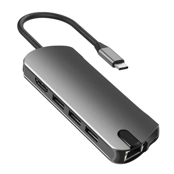 8 in 1 Type C Hub Adapter with RJ45 Gigabit Ethernet Port USB-C to HDMI 4K 3 USB 3.0 Ports TF/SD Card Reader Power Delivery Port
8 in 1 Type C Hub Adapter with RJ45 Gigabit Ethernet Port USB-C to HDMI 4K 3 USB 3.0 Ports TF/SD Card Reader Power Delivery Port