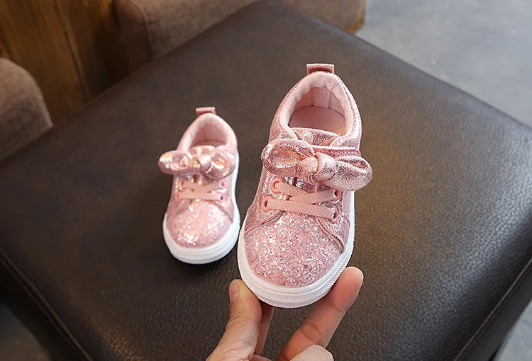 1-6Years Old Baby Girl Bow Sequin Crib Casual Shoes Dress Shoes Baby Casual Shoes Girls Shoes