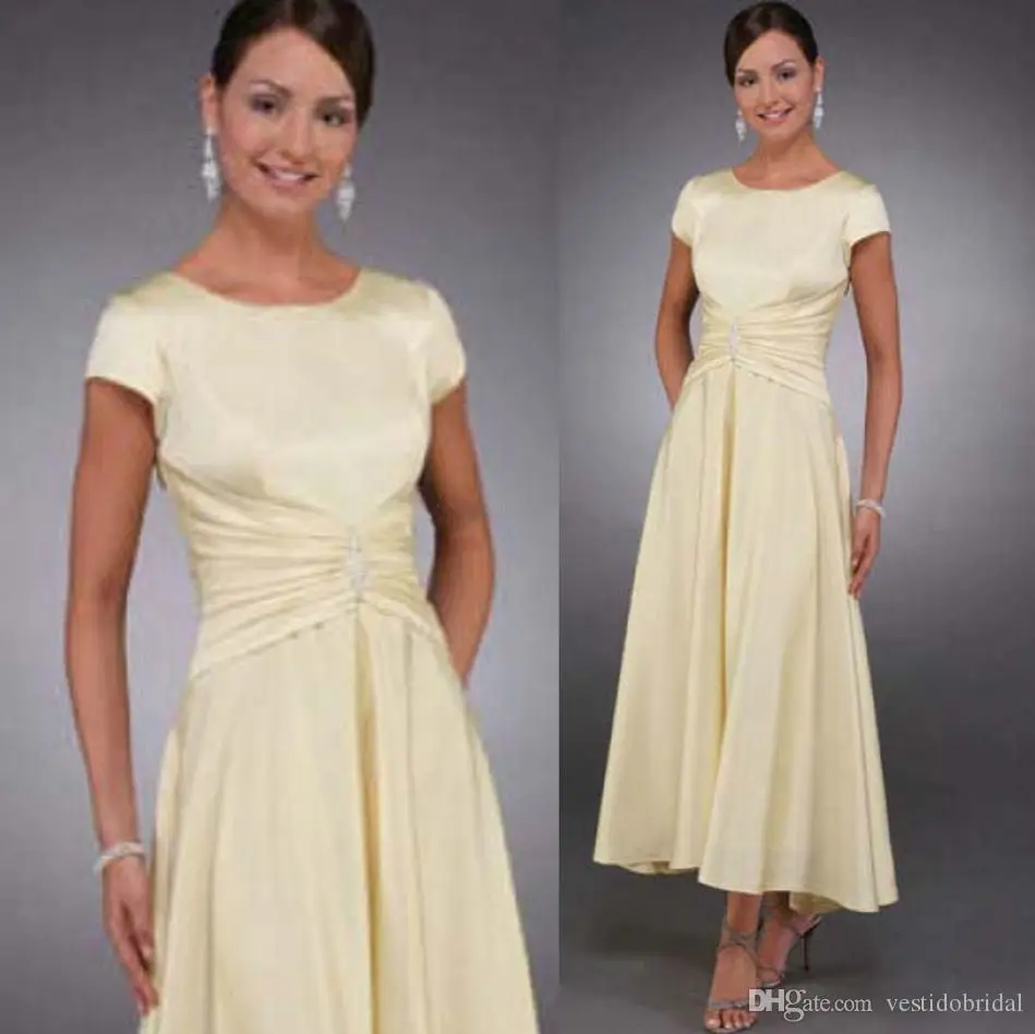 Cap Sleeves A Line Tea Length Wedding Party Plus Size Groom Evening Formal Gowns vestido novia 2018 Mother of the Bride Dresses
Cap Sleeves A Line Tea Length Wedding Party Plus Size Groom Evening Formal Gowns vestido novia 2018 Mother of the Bride Dresses