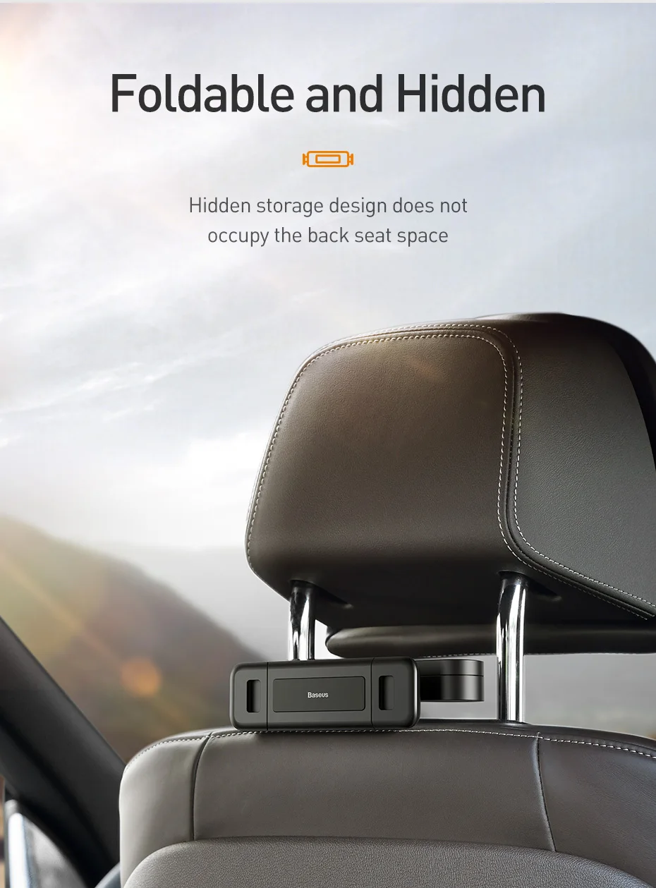 Gadgetoo Baseus Fun Journey Backseat Lazy Bracket Car Seat Rear Phone Holder For 4.7-12.3 Inch Phones And Tablets