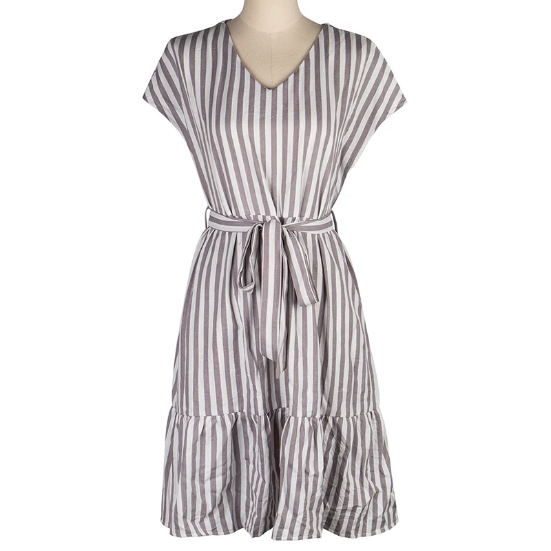 2020 High Waist Belt Casual Dress Retro Ladies Striped Mid-length V-neck Dress Elegant Short Sleeve Workwear Dress Chic Women
2020 High Waist Belt Casual Dress Retro Ladies Striped Mid-length V-neck Dress Elegant Short Sleeve Workwear Dress Chic Women
