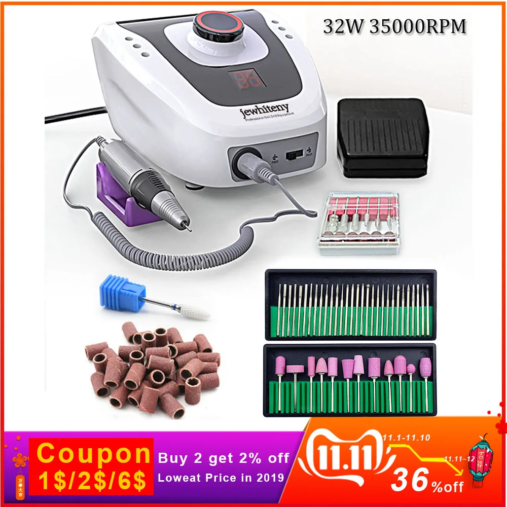 32W 35000RPM Electric Nail Drill manicure Machine File New Version of Copper Handle Nail Tool Kit Electric Nail File with Cutter
32W 35000RPM Electric Nail Drill manicure Machine File New Version of Copper Handle Nail Tool Kit Electric Nail File with Cutter