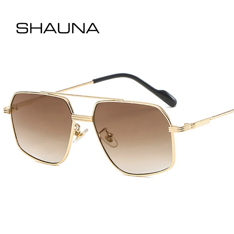 

SHAUNA Retro Double Bridges Irregular Polygon Square Metal Frame Women Sunglasses Fashion Gradient Shades UV400 Men Sun Glasses